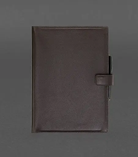 Кожаный блокнот А4 (софт-бук) 9.2 коричневый - фото 1