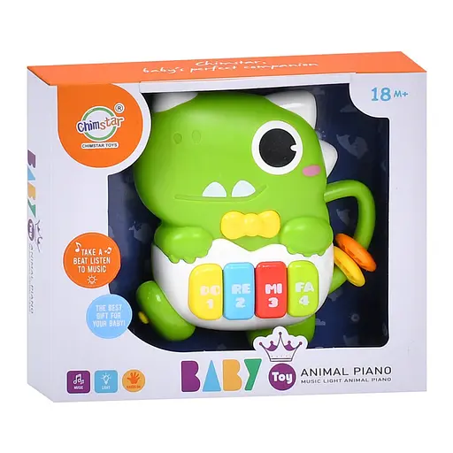 Детское пианино "Динозаврик" 503-18 звуки животных 15 см, музыка