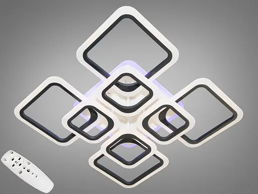 Світлодіодна люстра смарт світильник з пультом, диммером, 145W, чорна - фото 1