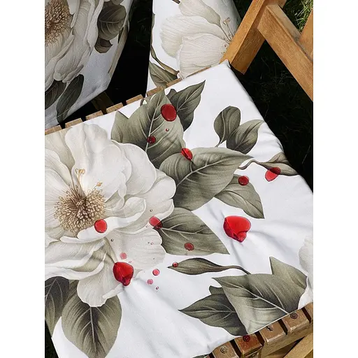 Водоотталкивающая подушка для стула с 3D принтом Чайный цветок 40х40 см бежевая 10 шт. - фото 7