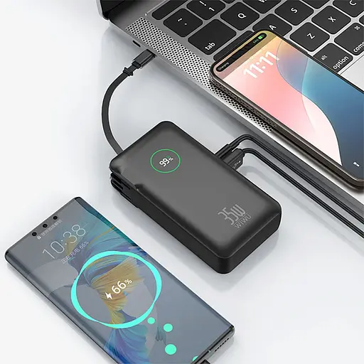 Портативний ЗП Power Bank WIWU Wi-P049 22.5W+PD35W with cable 10000 mAh Black - фото 4