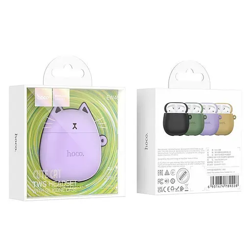 Беспроводные TWS наушники Hoco EW45 Lilac Cat - фото 5