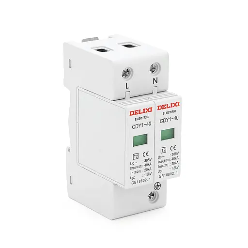 Фотогальванічний захист від перенапруги змінного струму Delixi CDY1-2P 40KA однофазна 2 штуки в упаковці ціна штуку - фото 1