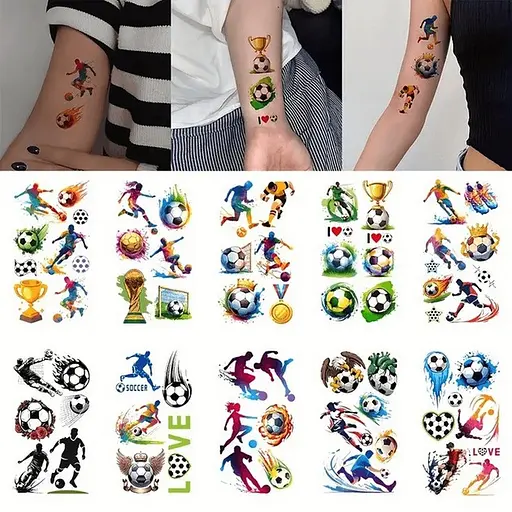 Набір дитячих тимчасових тату Футбол №1 football-tattoo-mini-set- 10 штук по 12*7 см
