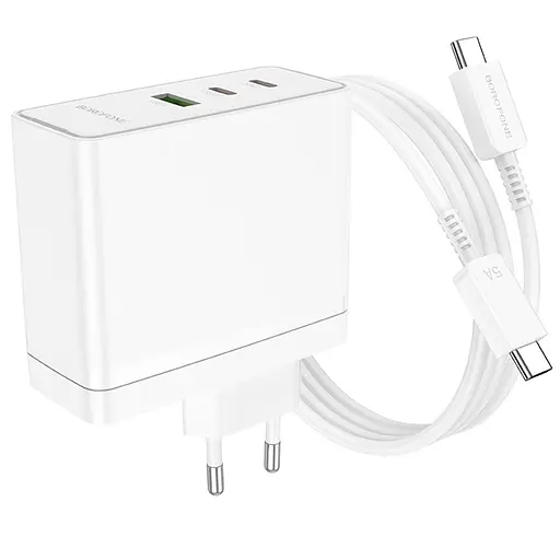 Зарядний пристрій Borofone BN11 USB/2 Type-C PD 100W білий + кабель Type-C to Type-C - фото 7