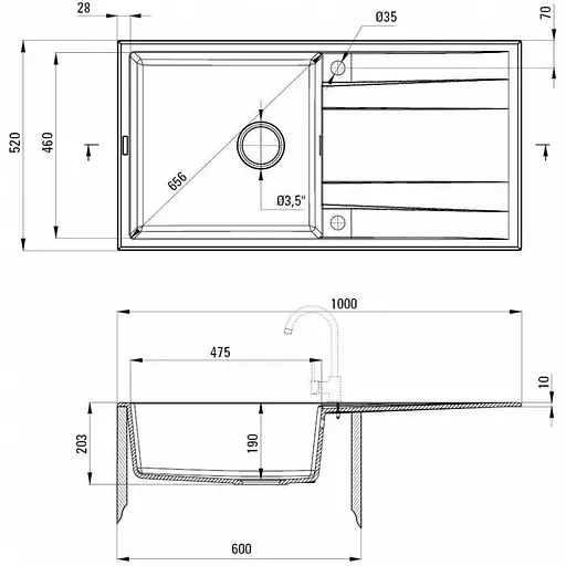 Кухонна мийка Deante Eridan ZQE G11B - фото 2
