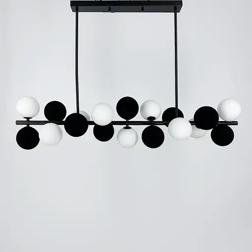 Удлиненная черная люстра HOLLY L с черно-белыми плафонами Line.F MJ 191-1050 BK+WT+BK - фото 1