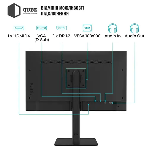 Монітор QUBE 27" B27F120HS FHD IPS 120Hz (B27F120HS) - фото 4