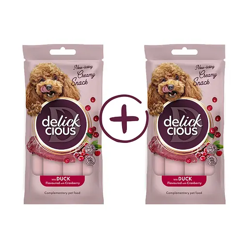 Лакомство для собак Delickcious с уткой и добавлением клюквы (1+1) 120 г