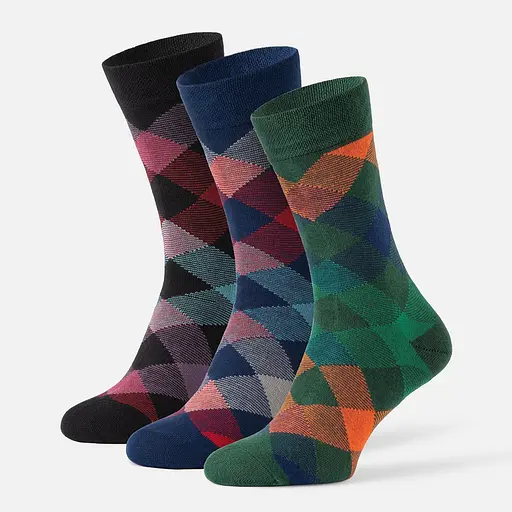 Набір шкарпеток у коробці з ромбовим принтом високі безшовні повітропроникні якісні ORGANIC cotton JILL ANTONY 3, 42-43 - фото 1