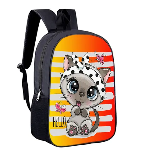 Рюкзак детский с котом 34х27 см, ранец городской с котиком для мальчика, девочки (00490)