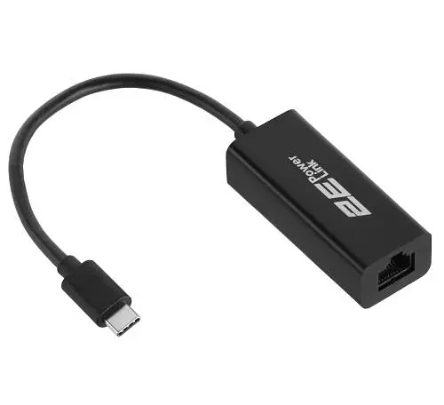 Сітковий адаптер USB Type-C - Ethernet 10/100/1000 Мбіт/сек 2E U2085T Black чипсет RTL8153 (2E-U2085T) - фото 1