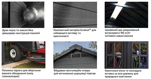 Сарай садовий Keter Newton 759 пластиковий сірий - фото 9