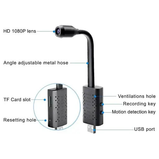 Мини камера WIFI Jianshu U21 USB с гибкой ножкой - фото 5