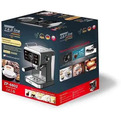 Кофеварка Zepline ZP-6802 эспрессо с капучинатором полуавтомат холодный горячий эспрессо 3000 Вт 2 л черная - фото 3