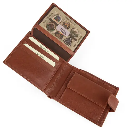 Портмоне чоловіче шкіряне Virginia Conti СВ 819 темно-руде з кнопкою - фото 3