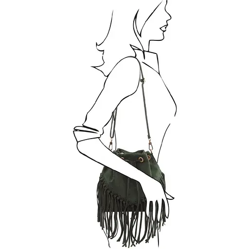 Женская замшевая сумка на плечо Firenze 25х26х13 см sum0028554 - фото 2