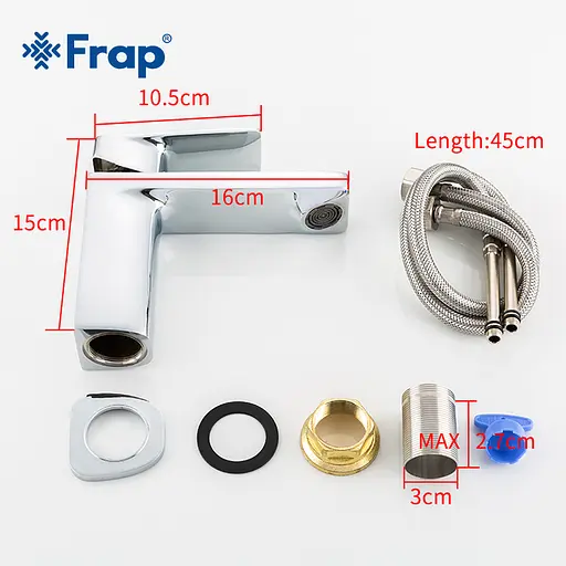 F1046 Змішувач для умивальника гайка Ø35 Frap 1/10 Хром - фото 5