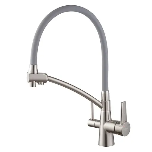 Смеситель для кухни на две воды с гибким изливом Koer KB-72003-02 KR3374 Нержавеющая сталь - фото 1