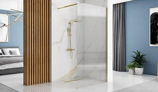 Душова стінка Rea Aero 120 intimo brushed gold REA-K4127, прозорий, золотий - фото 3