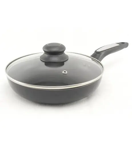 Универсальная сковорода для жарки A-Plus 22 см антипригарная с тефлоновым покрытием с крышкой - фото 1