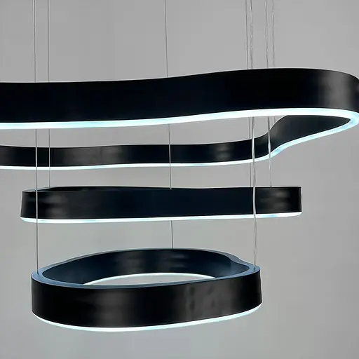 Необычная и эффектная люстра на 3 яруса 60+49+40 см в черном корпусе Ст. PCL004-800*600*400 BK | Line F - фото 3