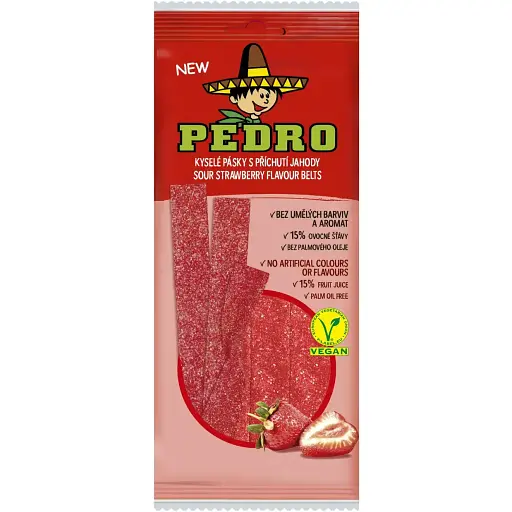 Цукерки Pedro Ремінці Полуниця жувальні 80 г (907543) - фото 1