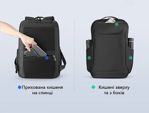 Рюкзак міський Mark Ryden 9111X 16л з відсіком для ноутбука до 15.6" та USB Black (17599) - фото 6