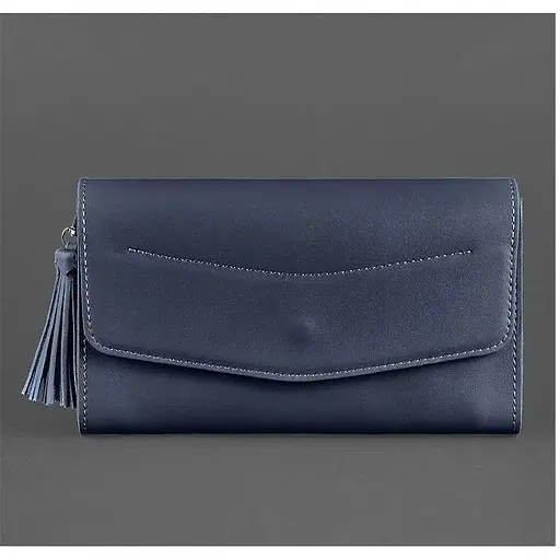 Шкіряна жіноча сумка Еліс темно-синя - фото 1