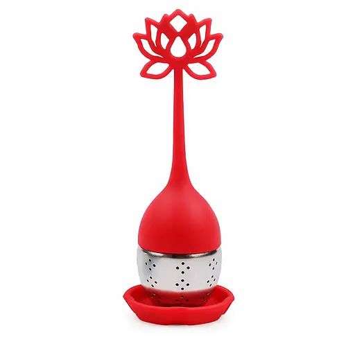 Заварник ситечко для заваривания для чая силиконовый в виде цветка лотоса Красный 88283 - фото 3
