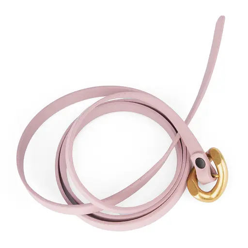 Ремінь вузький жіночий шкіряний пудровий HC-1001 (120 см) під сукню - фото 4