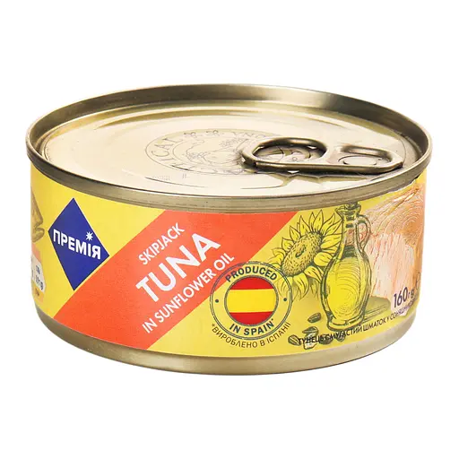 Уцінка. Тунець Премія смугастий у соняшниковій олії 160 г (882309) 