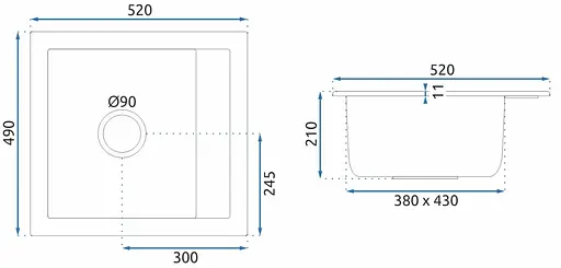 Кухонная мойка гранитная Rea Rino black ZLE-00103, Черный - фото 7