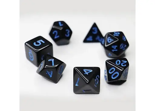 Набор кубиков Opaque 7 Dice Set - Black (w-blue) , 7 шт. (g7dopaq12) - фото 2