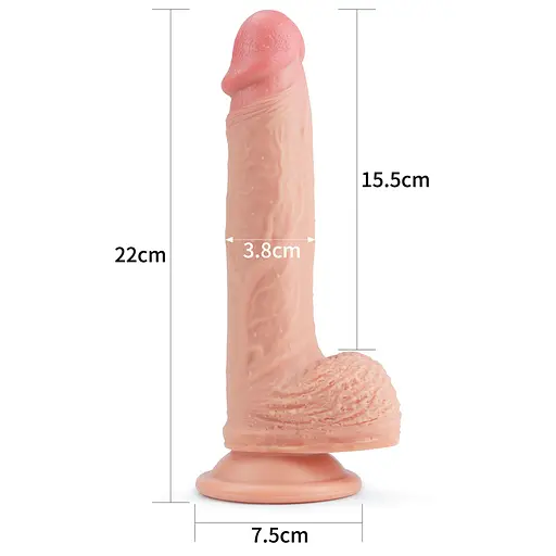 Реалістичний ділдо на присоску LoveToy Dual-Layered 22 см тілесний - фото 3