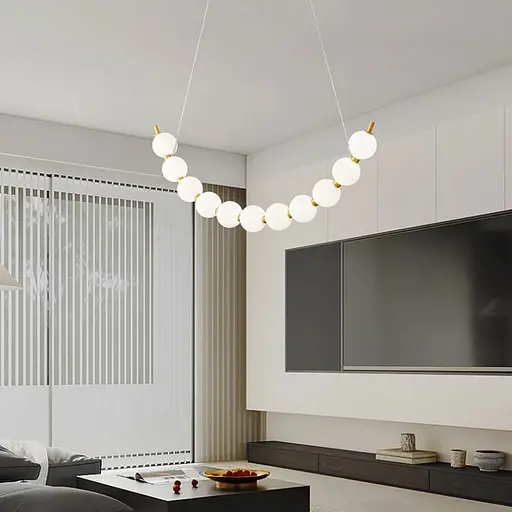 Світлодіодна дугова люстра PEARLIES на 11 білих кульок довжиною 95 см | Line F | Арт. SG45-950 AB - фото 3