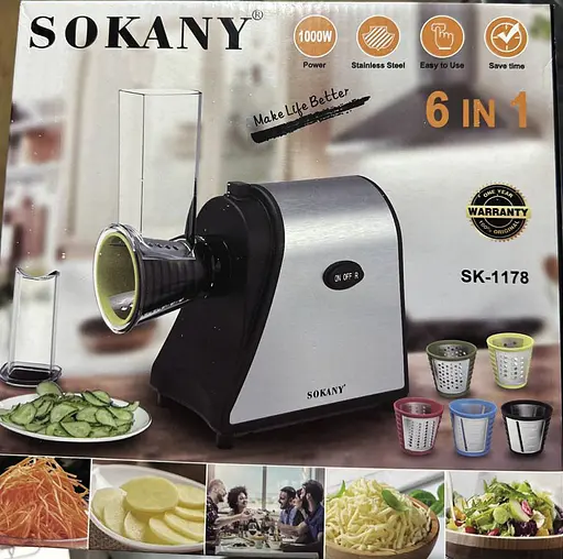 Мультислайсер измельчитель овощей 6 в 1 Sokany SK-1178 Овощерезка 5 насадок из нержавеющей стали 1000 Вт - фото 6