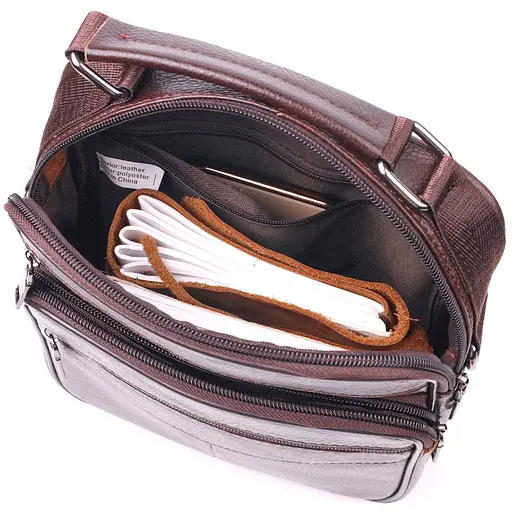 Чоловіча шкіряна сумка Vintage 20х24,5х6 см sum0022397 - фото 5