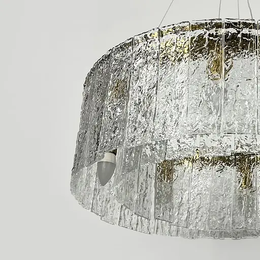 Підвісна латунна люстра із крижаними пластинами Ø 60 см | Line F | Арт. MJ360-600 AB - фото 2