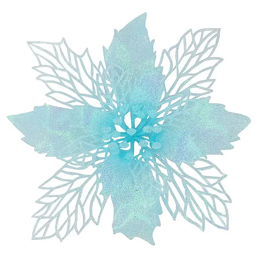 Ялинкова іграшка MIS LT Квітка Різдвяник 17х17х4 см блакитний - фото 1