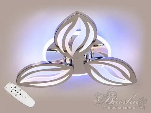 Стильна LED люстра з пультом, димером, підсвічуванням, 70W, хром - фото 1