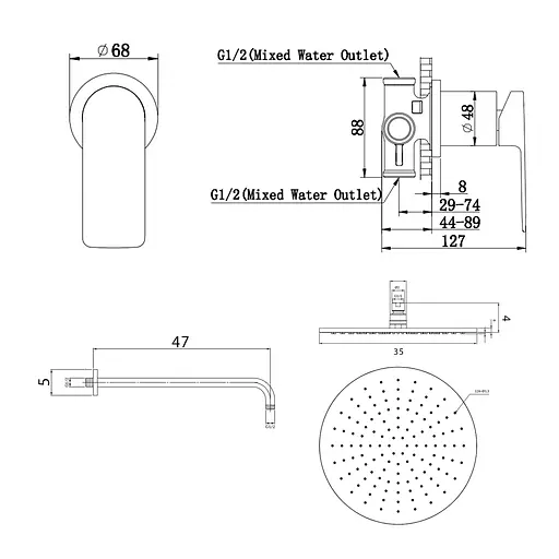 Душевая система Kohlman Proxima 35 chrome + BOX скрытого монтажа QW220PR35, Хром - фото 2