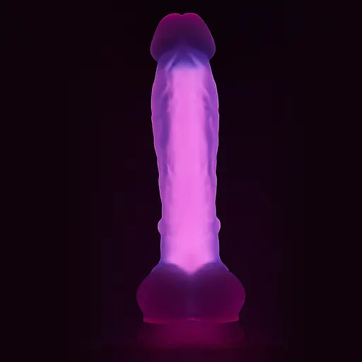 Неоновый фаллоимитатор Radiant Glow In The Dark 21 см фиолетовый - фото 4