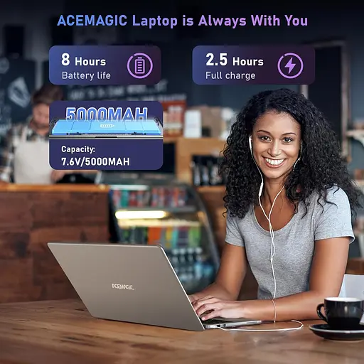 Ноутбук ACEMAGIC 16-inch, процесором Intel Alder Lake-N97, 16GB RAM 512GB SSD, Intel UHD графікою, Wi-Fi, BT5.0, Windows 11 Pro - фото 7