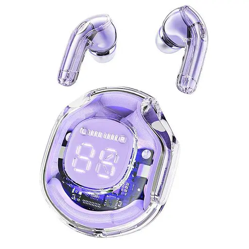Наушники Acefast беспроводные T8 Crystal color (2) bluetooth earbuds Alfalfa Purple - фото 3