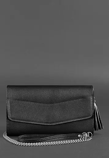 Женская кожаная сумка Элис угольно-черная - фото 8