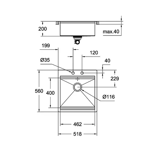 Кухонна мийка Grohe EX-2 Sink K800 50 cm 31583SD0, Нержавіюча сталь - фото 2