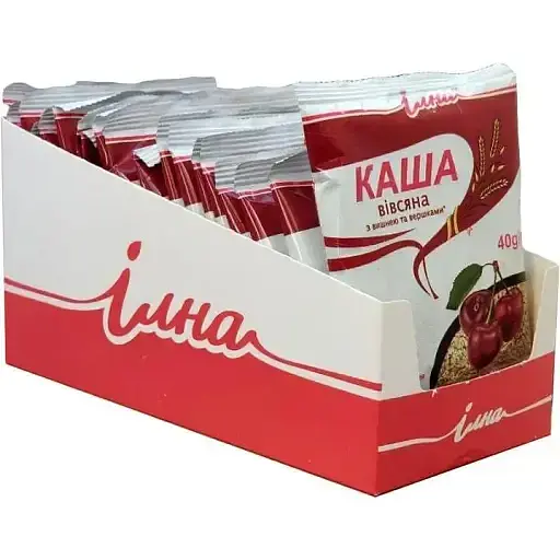 Каша швидкого приготування Ілна вівсяна з вишнею та вершками 800 г (20 шт. х 40 г) - фото 1