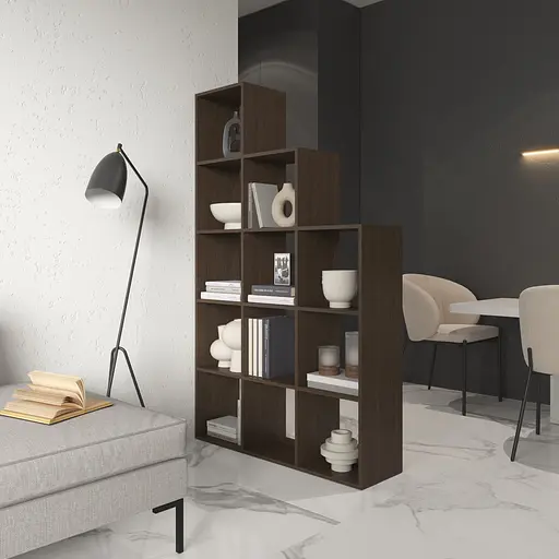 Книжная полка стеллаж Vays M-6 Венге Темный на 12 ячеек ЛДСП 108x29x178 см для дома офиса детской или гостиной