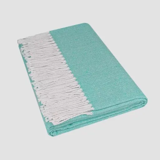 Плед бавовняний Миами/Miami Alice Vladi біло-м'ятний 140х200 - фото 1